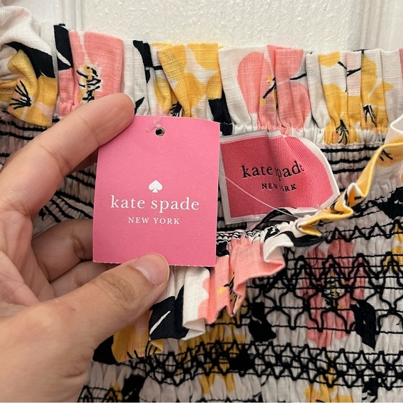 NWT KATE SPADE Lilly Blooms Floral Smocked Puff Sleeve Top | size XS - Picture 6 of 12